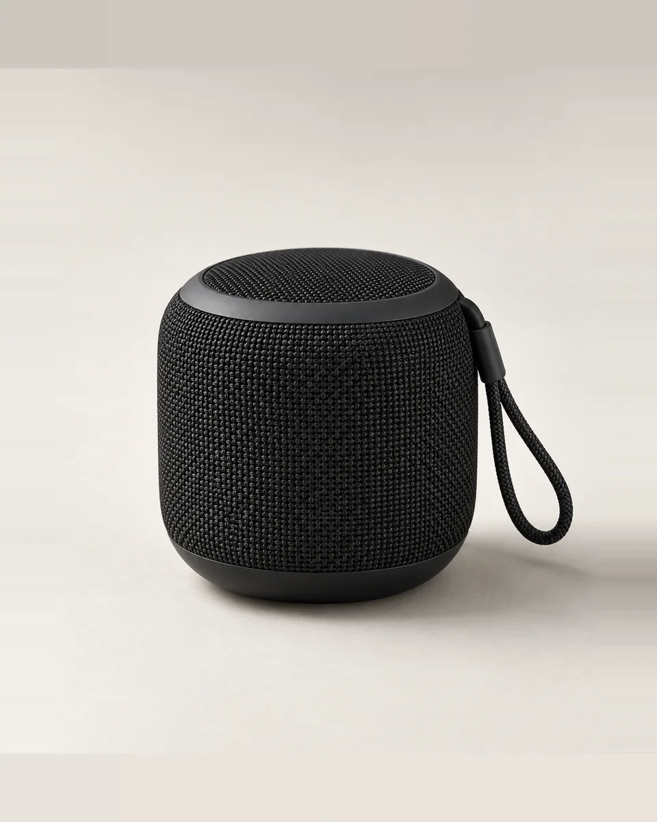 Mini Bluetooth speaker with strap, black