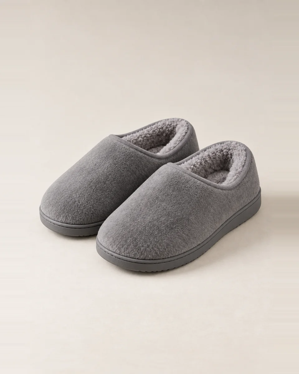 Plush slippers, grey