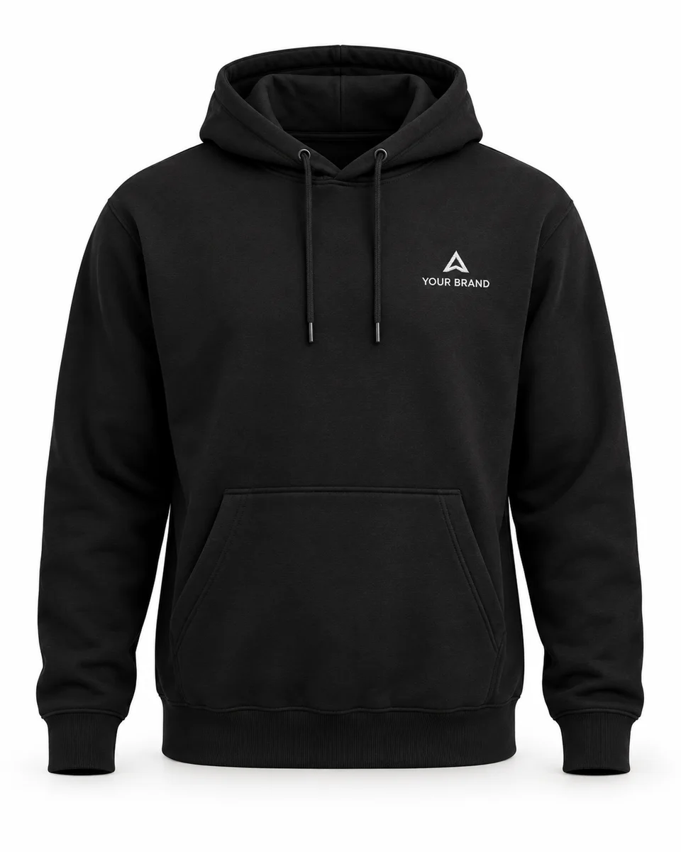 Hoodie – Essential Pullover, Men, shown with a sample logo