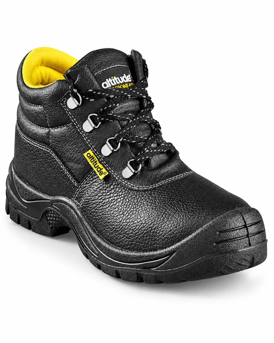 Safety Boots – Lace-Up Steel Toe, shown with a sample logo