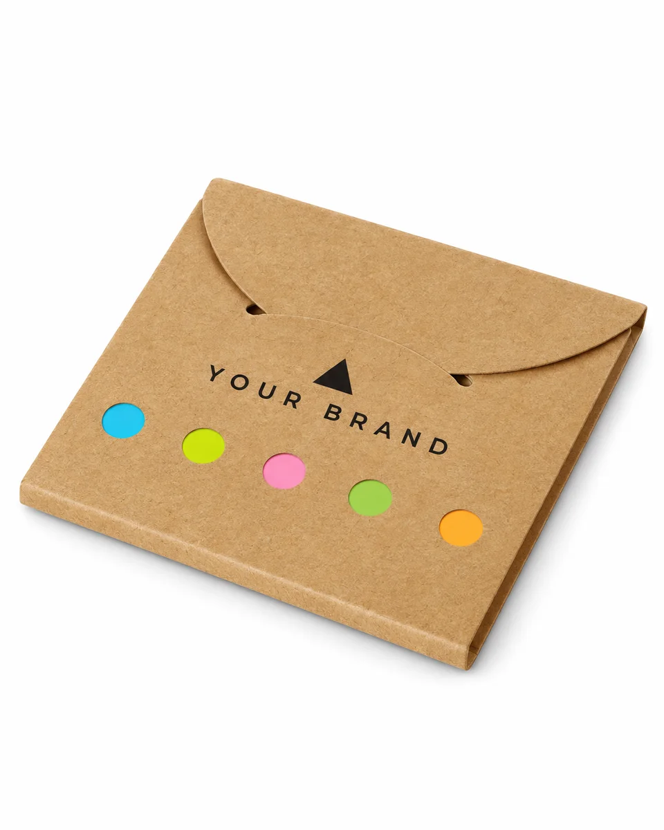 Memo Pads & Page Flags – Desk Memo Set, shown with a sample logo