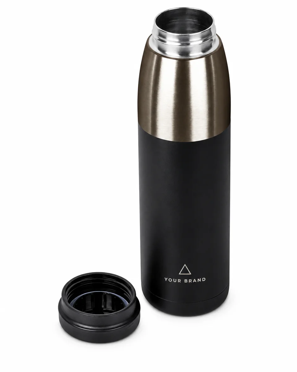 Vacuum Water Bottle – Executive / Premium, shown with a sample logo