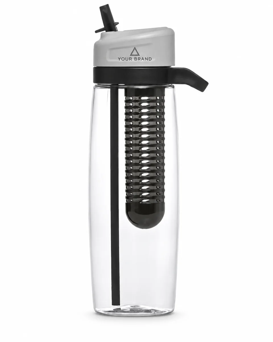 Sports & Carry-Handle Water Bottle – Fruit Infuser, shown with a sample logo