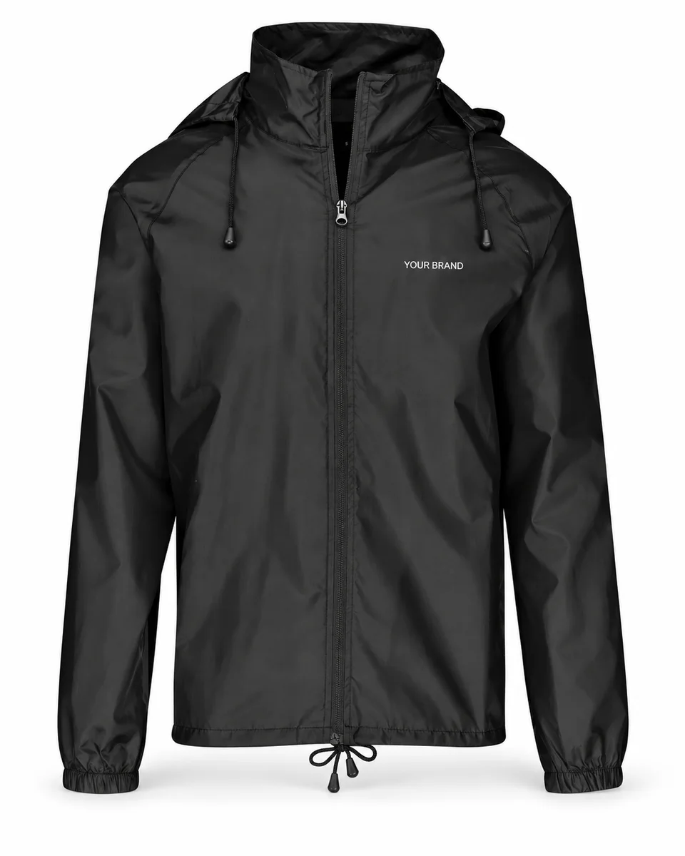 Rain & Weather Jacket – Light Rain Cover, Unisex, shown with a sample logo