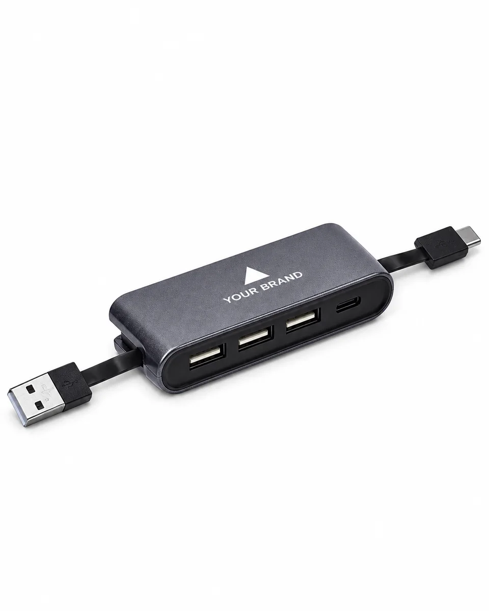 USB Hub & Mobile Dock – Corporate USB Port Expander, shown with a sample logo
