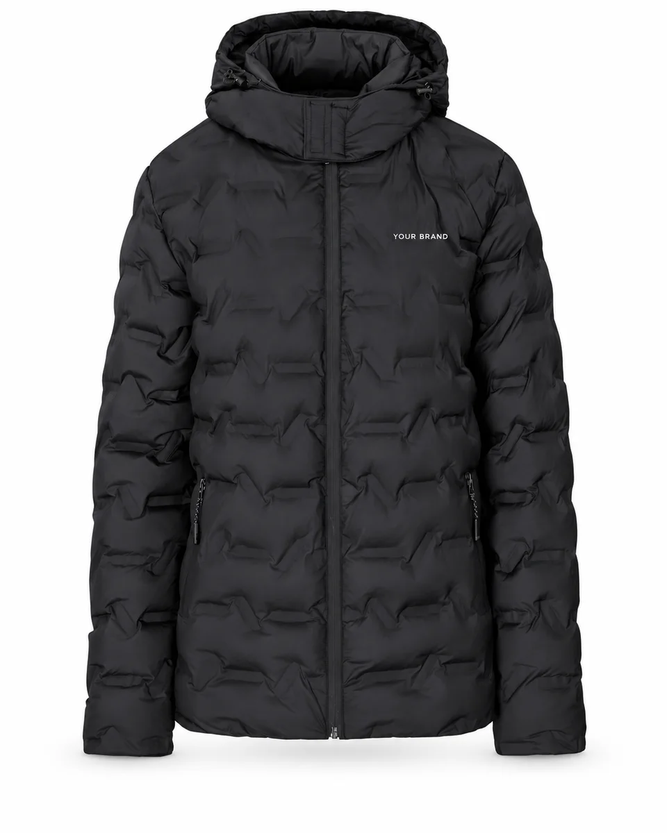 Rain & Weather Jacket – Padded Hooded Cold-Weather, Ladies, shown with a sample logo