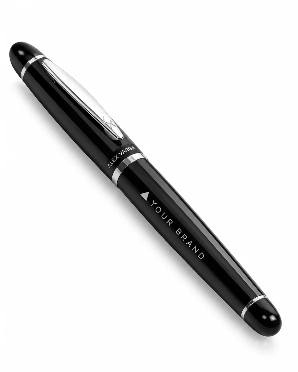Executive Writing Pen – Premium Rollerball, shown with a sample logo
