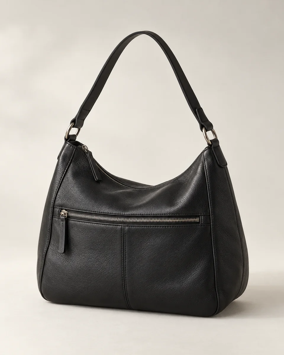 Leather shoulder bag, black