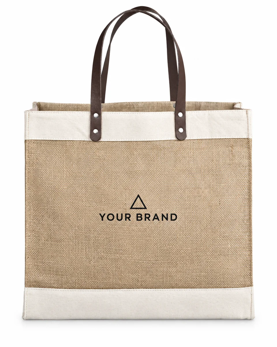 Shopper & Tote Bag – Premium Natural, shown with a sample logo