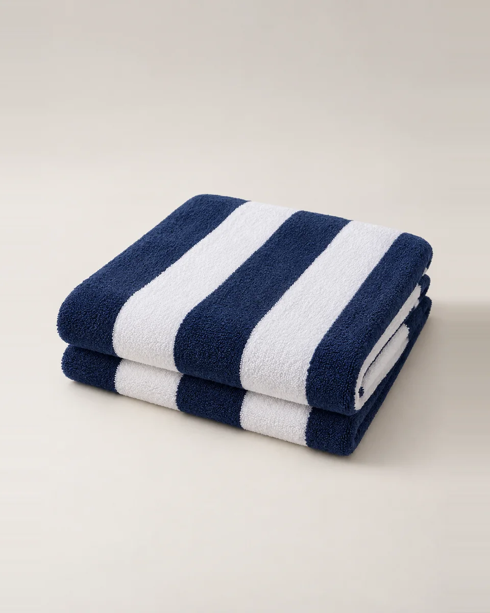 Striped beach towel, navy / white