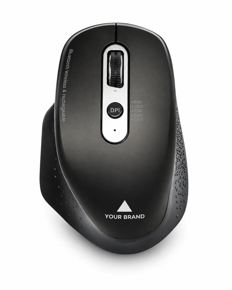Wireless Office Mouse – Rechargeable Multi-Device, shown with a sample logo