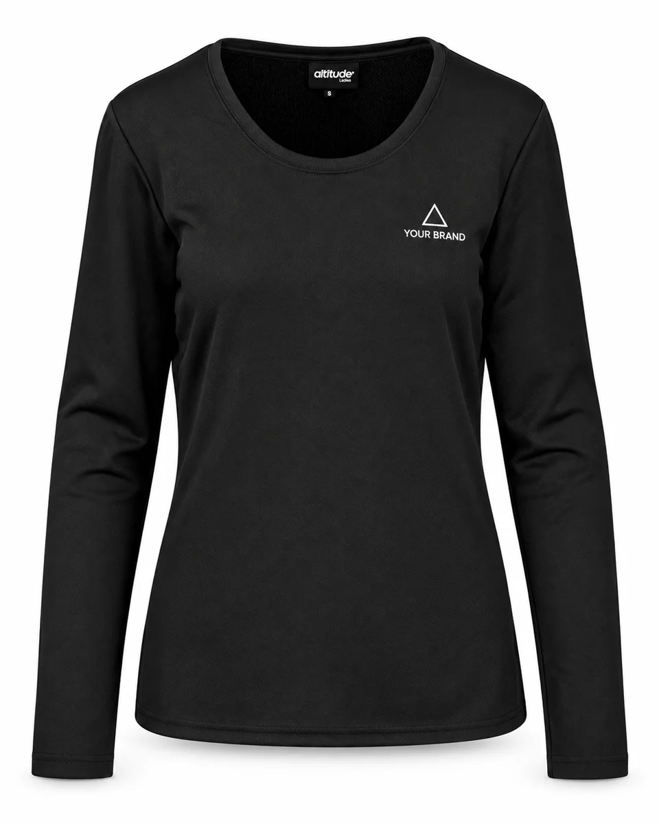 Performance T-Shirt – Long Sleeve, Ladies, shown with a sample logo