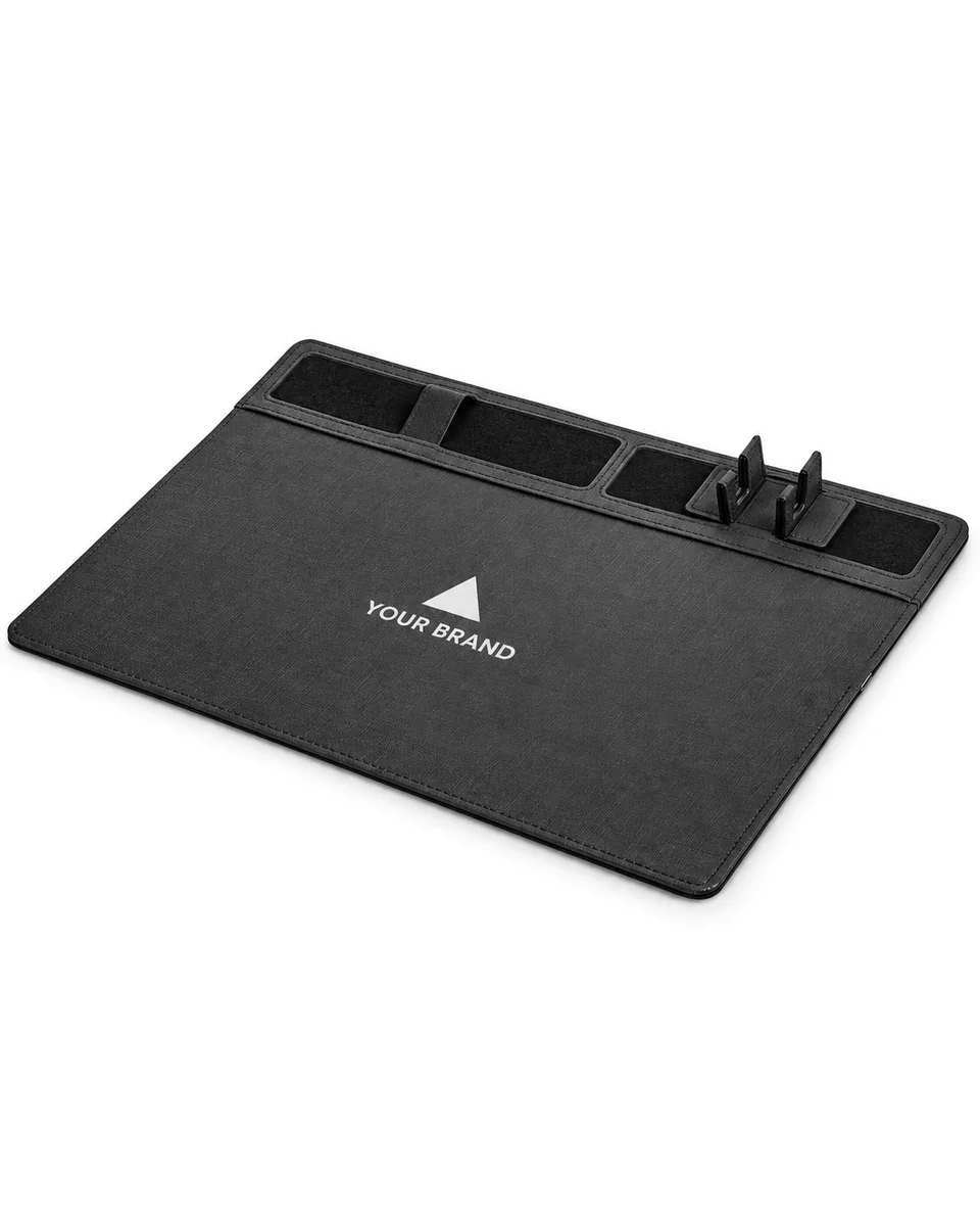Multifunction Desk Charging Unit – Executive Charging Desk Organiser, shown with a sample logo