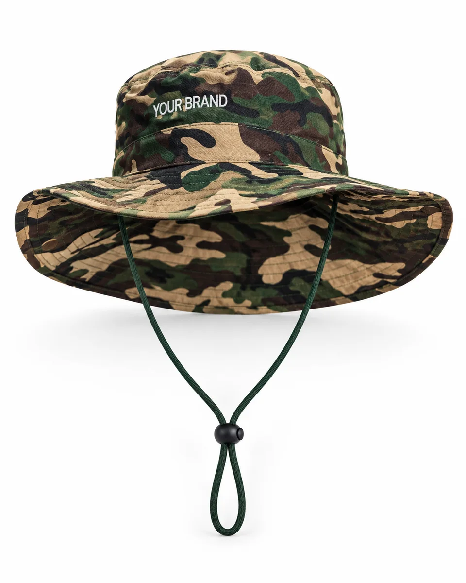 Wide-Brim Bush Hat – Classic Cotton Bush, shown with a sample logo