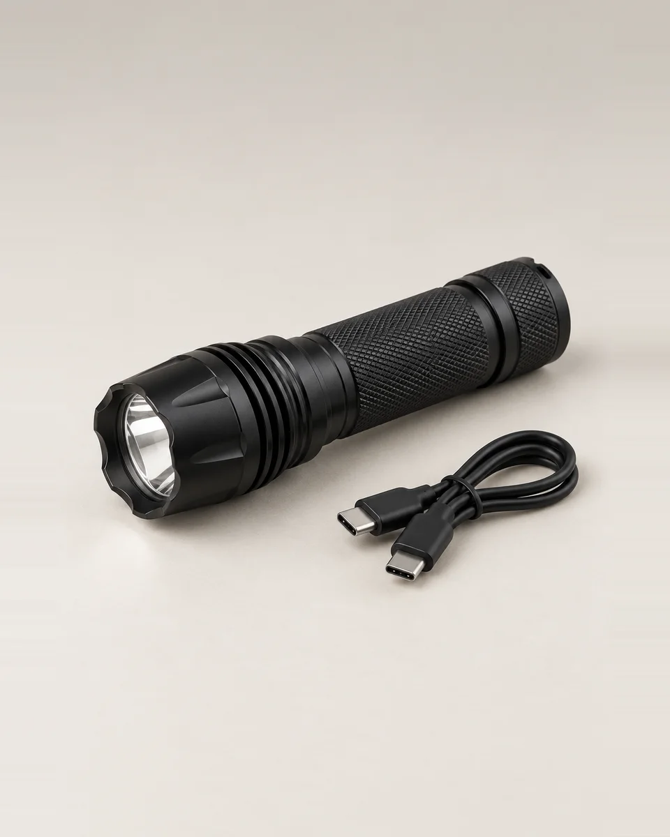 Black aluminium LED torch