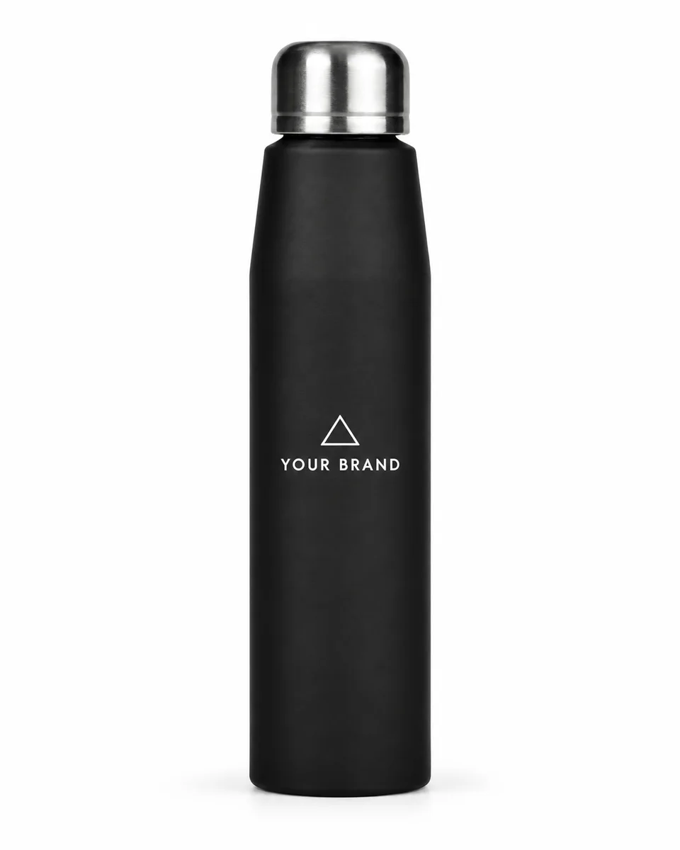 Standard Corporate Water Bottle – Lightweight Metal, shown with a sample logo